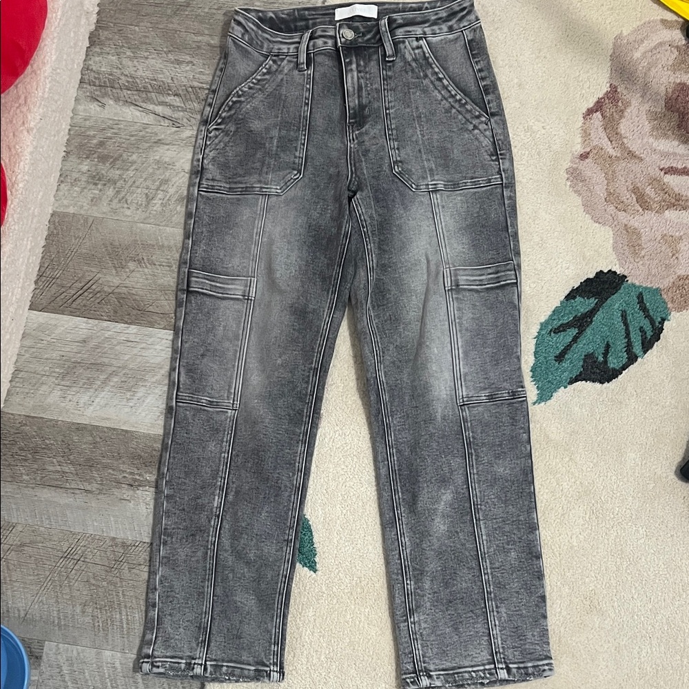 Vervet High Rise Gray Cargo Jeans for Women